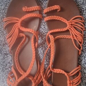 Women's Orange Braided Sandals